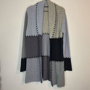 Claudia Nichole Patchwork Wool Cashmere Duster Cardigan M